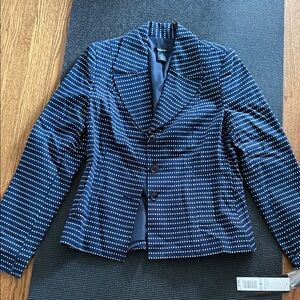 Rafaella Navy and White Checkered Blazer